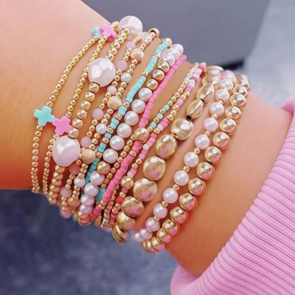 Gold & Pink Bracelet Set