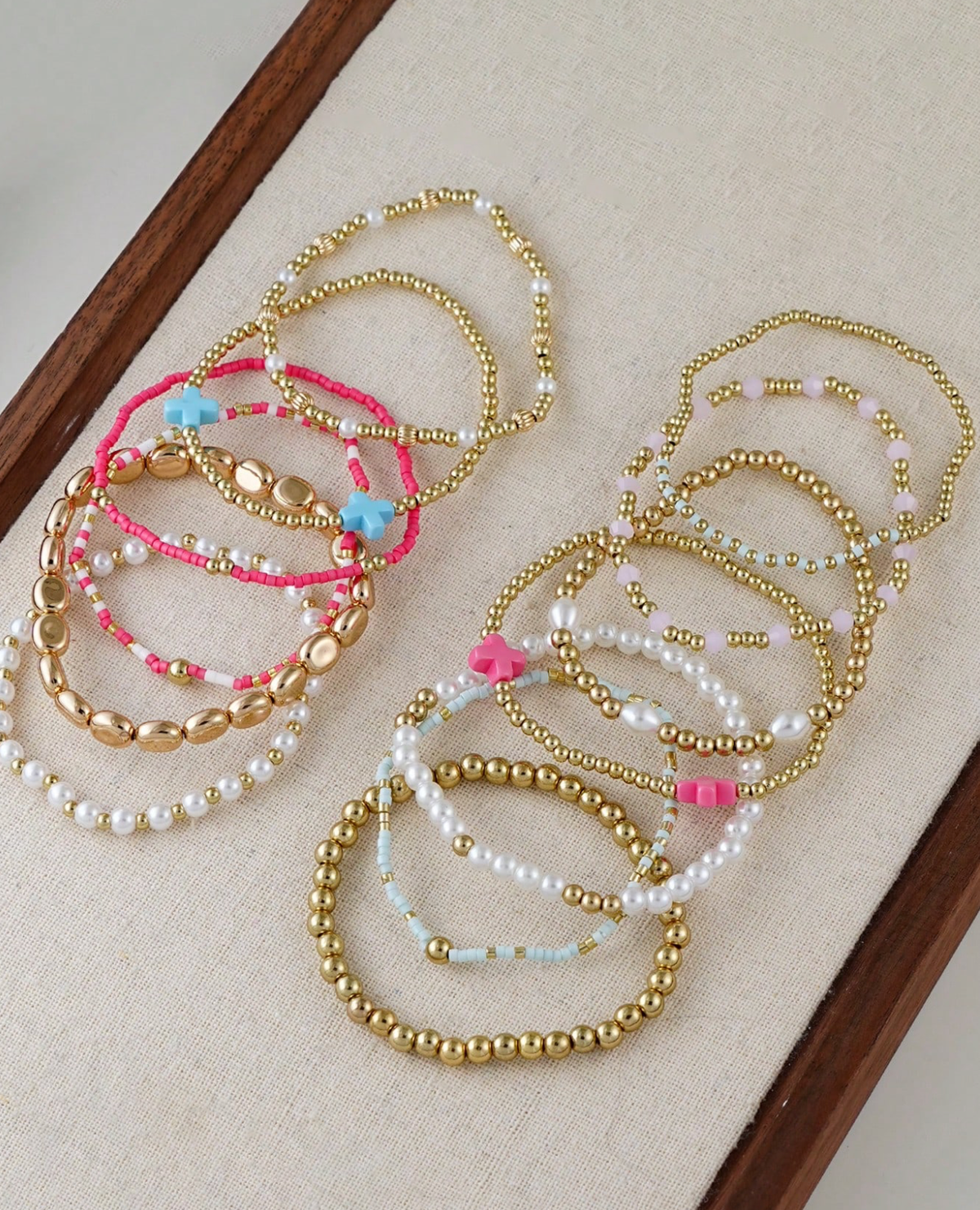 Gold & Pink Bracelet Set